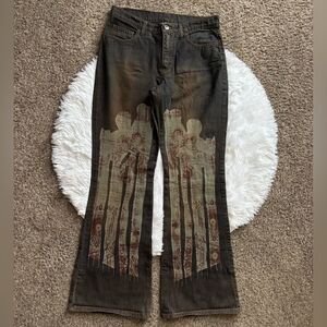 Legatte Jeans Save the Queen Made in Italy Vintage Flare Graphic Womens Waist 30